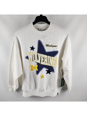 Gameday Social Sweatshirt Womens White XS Michigan Wolverines Pullover NWT